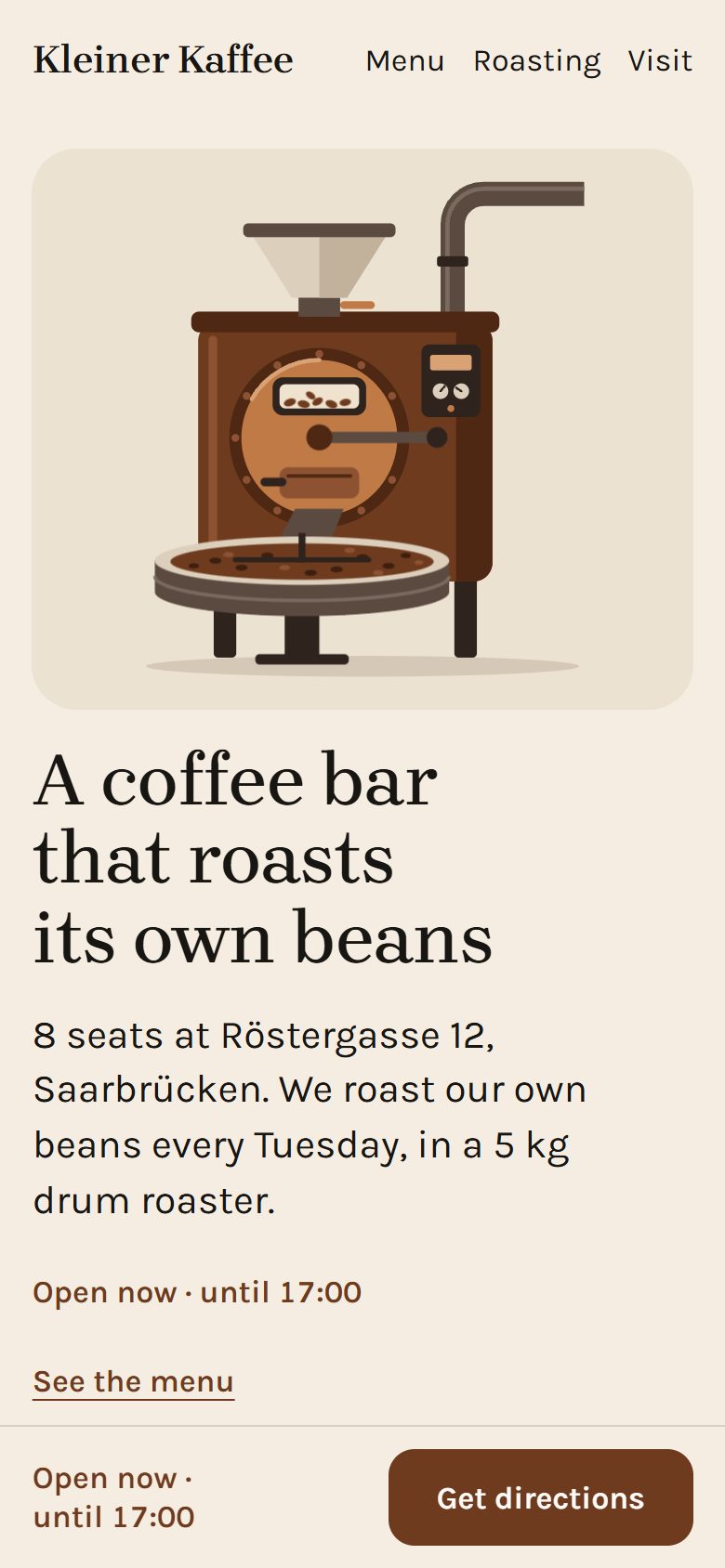 Kleiner Kaffee on a phone