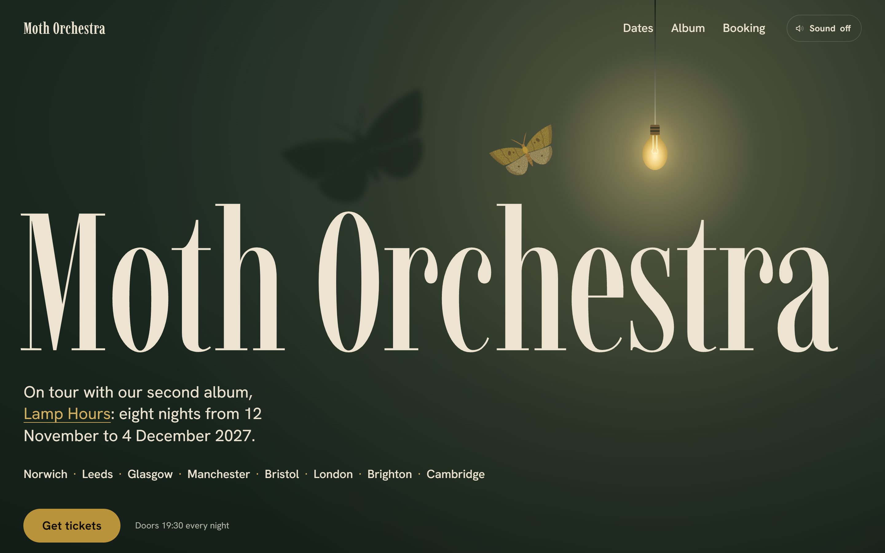 Moth Orchestra at desktop width